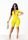 Women's Solid Color Burnt and Broken Copper Zipper Sexy Jumpsuit