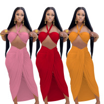 Fashion Sexy Slit Skirt Two Piece Suit Fashion Sexy Slit Skirt Two Piece Suit