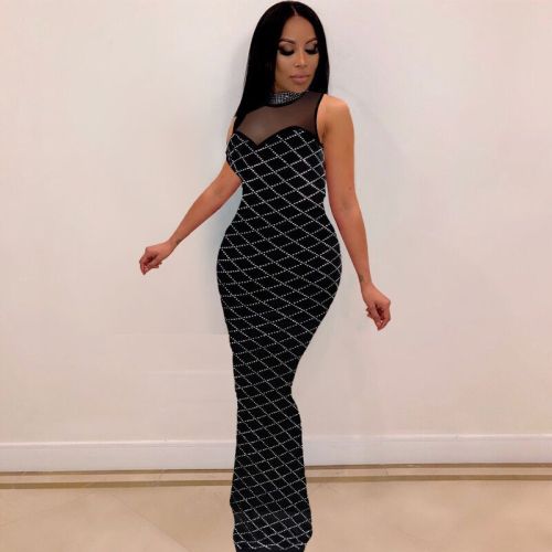 Sexy mesh hot drill dress nightclub dress