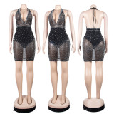 Sexy Deep V Hot Drill Dress Nightclub Dress