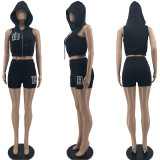 Sexy Zip Sleeveless Suit Two Piece Set