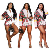 Women's Casual Positioning Print Shirt Two Piece
