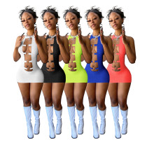 Pineapple Cloth Sexy Hoop Cutout Backless Dress Pineapple Cloth Sexy Hoop Cutout Backless Dress