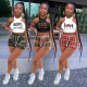 Casual Print Pocket Tank Top Shorts Two-Piece Set