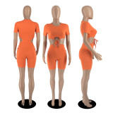 Solid Color Sexy Lace-Up Cutout Jumpsuit