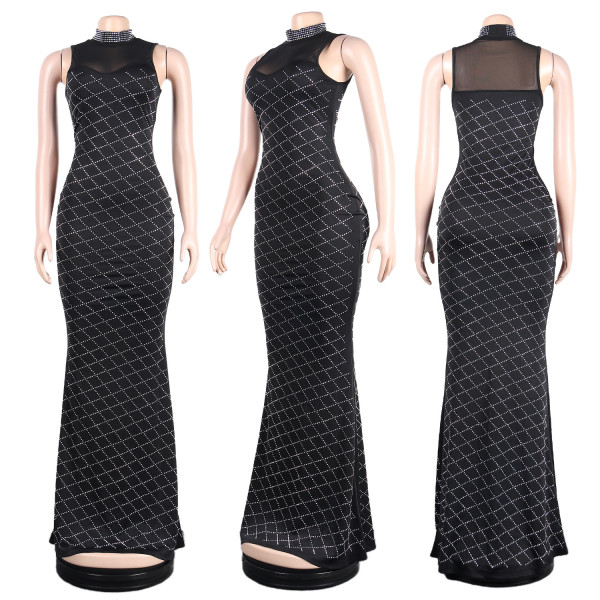 Sexy mesh hot drill dress nightclub dress