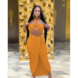 Fashion Sexy Slit Skirt Two Piece Suit