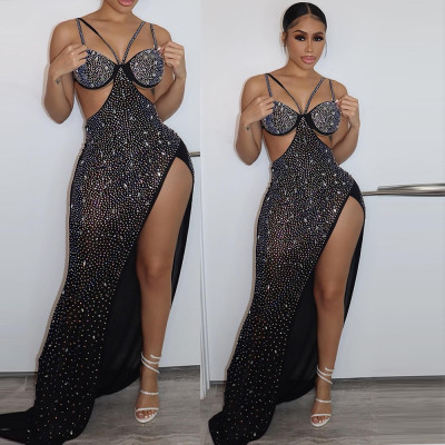 Sexy floor mopping hot drill dress nightclub clothes