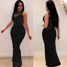 Sexy mesh hot drill dress nightclub dress
