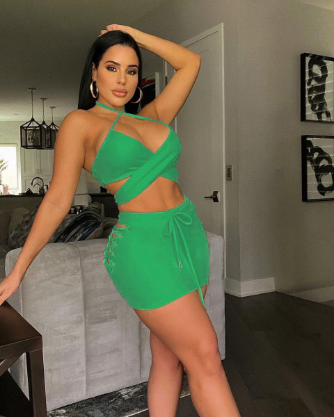 Summer halter strapless skirt suit