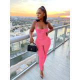 Mesh Solid Pleated Jumpsuit with Panties