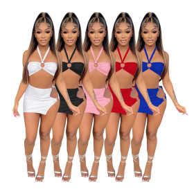 Milk silk tube top sexy solid color two-piece set