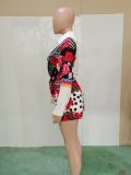 Women's Casual Positioning Print Shirt Two Piece