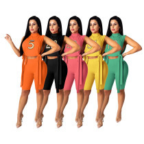 Round Neck Sleeveless Fashion Embroidered Split Two Piece Set Round Neck Sleeveless Fashion Embroidered Split Two Piece Set