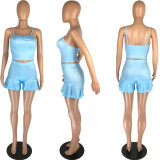 Sexy suspenders one-shoulder shorts suit two-piece set