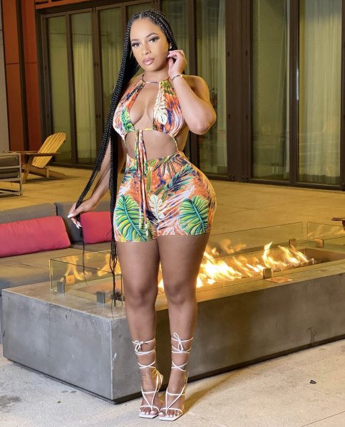 Tie-Dye Cutout Leaf Print Suspender Jumpsuit (with Belt)