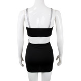Women's Solid Color Ribbon Decorative Sling Hollow Out Back Dress