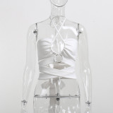 Void exposed navel sexy sling Temperament low-cut strappy halter vest