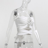 Void exposed navel sexy sling Temperament low-cut strappy halter vest