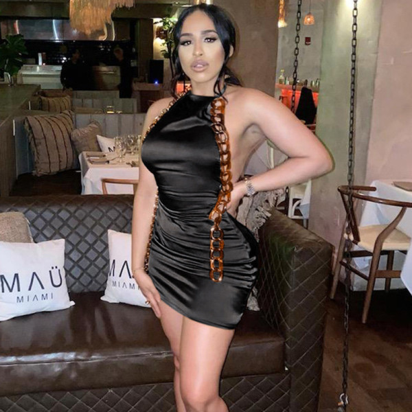 Personality sexy fashion short skirt temperament tight strap halter dress