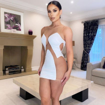 Women's sexy mesh perspective stitching milk silk contrast sexy dress Women's sexy mesh perspective stitching milk silk contrast sexy dress