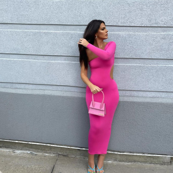 Multi-color sexy one-shoulder open-back dress fashionable temperament long skirt