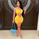 Fashion Casual Ladies Lace Up Cutout Pleated Ladies Dress