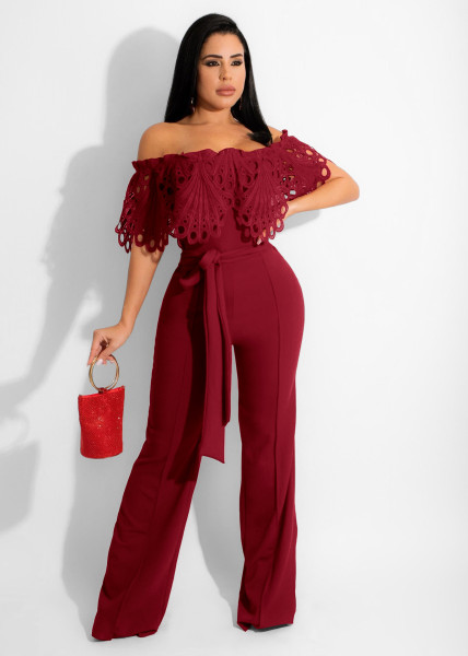 Sexy ruffled off-the-shoulder jumpsuit