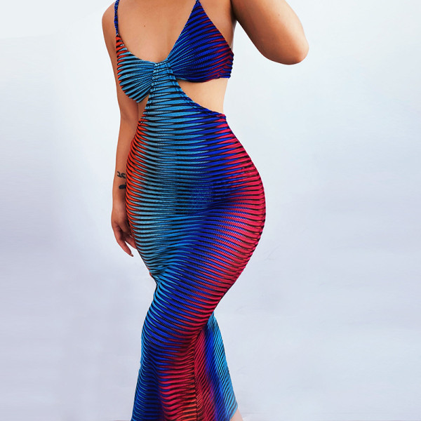 Semi-perspective suspender long skirt temperament fashion color empty dress women