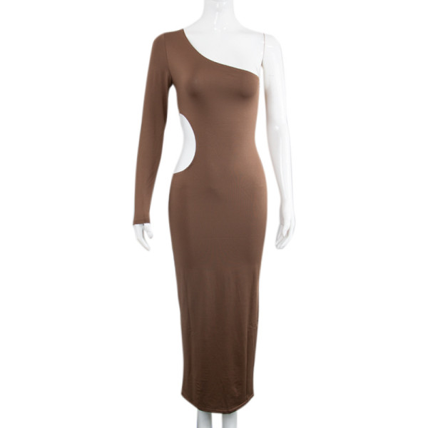 Multi-color sexy one-shoulder open-back dress fashionable temperament long skirt