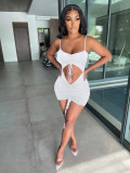 Fashion Casual Ladies Lace Up Cutout Pleated Ladies Dress