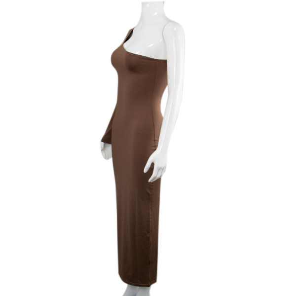 Multi-color sexy one-shoulder open-back dress fashionable temperament long skirt