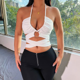 Void exposed navel sexy sling Temperament low-cut strappy halter vest