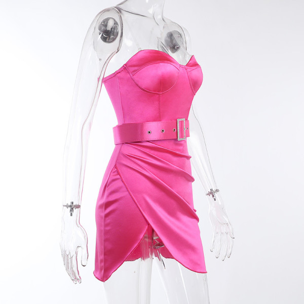 Sexy Sling Dress Slit Pleated Skirt