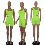 Sexy pit strip solid color suspender jumpsuit