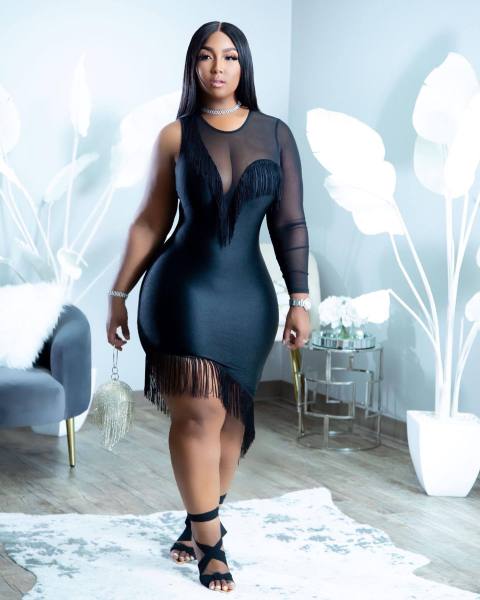 Fashionable one-sleeve mesh fringed dress
