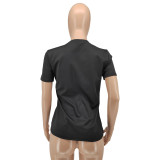 Plus Size Women's Summer Fashion Solid Color Offset T-Shirt