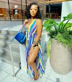 Camisole Shorts Two-Piece Sexy Deep V-Neck Striped Print Suit