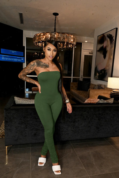 Solid color tube top sexy fashion pleated trousers jumpsuit