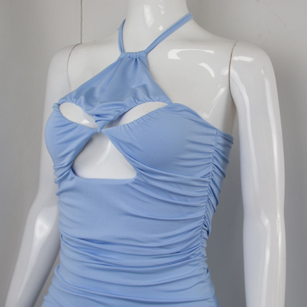 Sexy Slim Butterfly Hollow Hollow Sleeveless Halter Dress with Hips