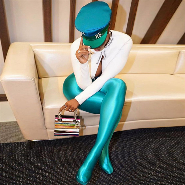 Fashion Street Shooting High Waist Hip Slim Slim Straight Stockings Casual Pants Women