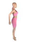 Sexy pit strip halter neck tie two-piece suit