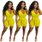 Sexy Skinny Solid V-Neck Jumpsuit