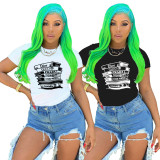 Plus Size Women's Summer Fashion Solid Color Offset T-Shirt