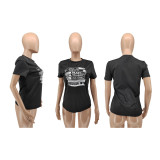 Plus Size Women's Summer Fashion Solid Color Offset T-Shirt