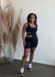Sexy pit strip solid color suspender jumpsuit
