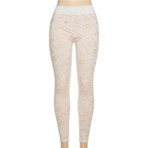 Sexy Hollow Hole High Waist Tight Sports Casual Pants Women
