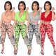 Fashion sexy mesh print two-piece set