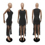 Solid Color Strapless Ribbon Sleeveless Dress