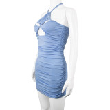 Sexy Slim Butterfly Hollow Hollow Sleeveless Halter Dress with Hips